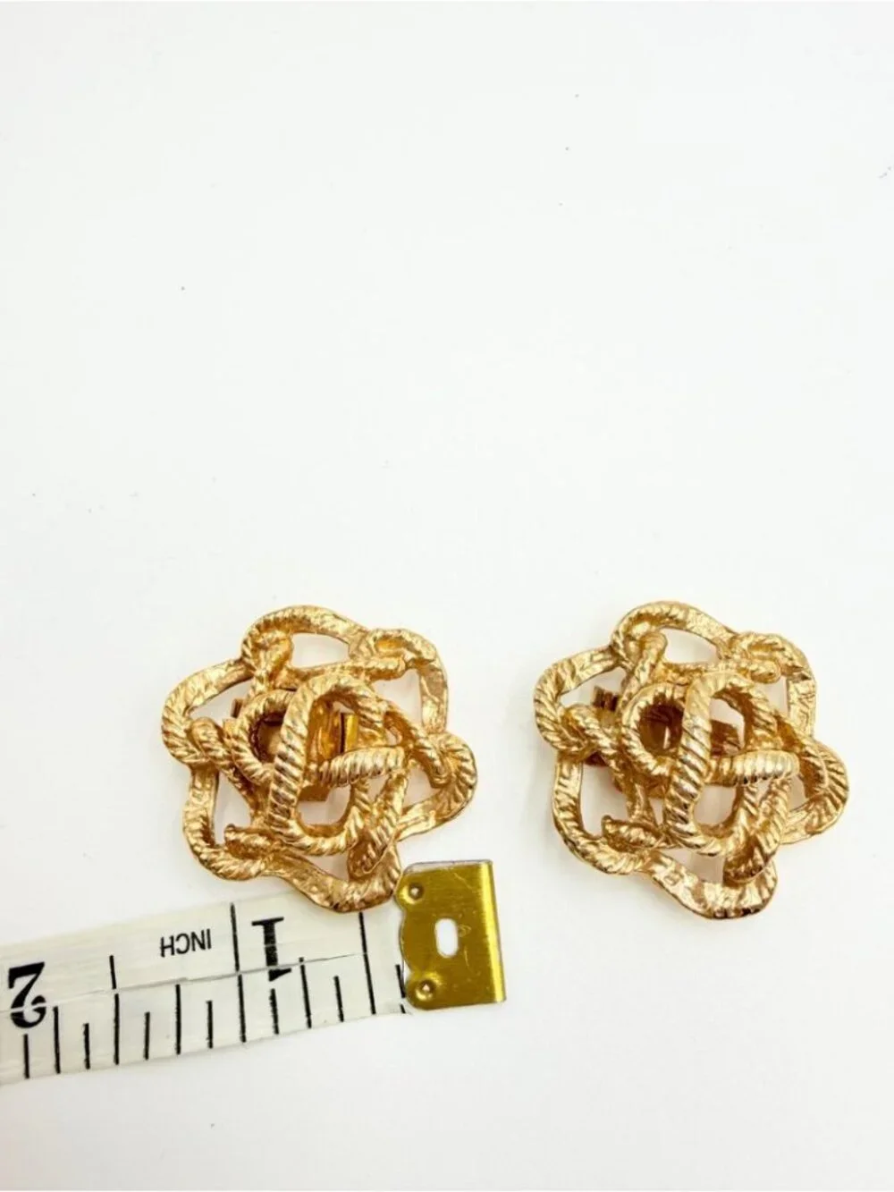 Vintage Gold Plated Abstract Knot Dress Clips Pair